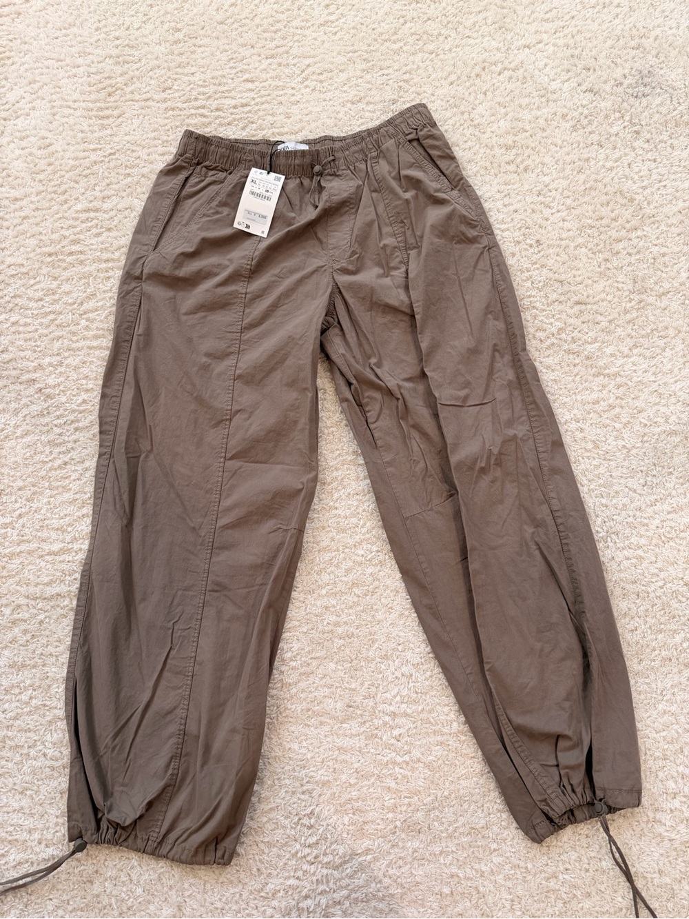 Zara Cargo Pants Women's XL • Brown/Taupe • New with Tags